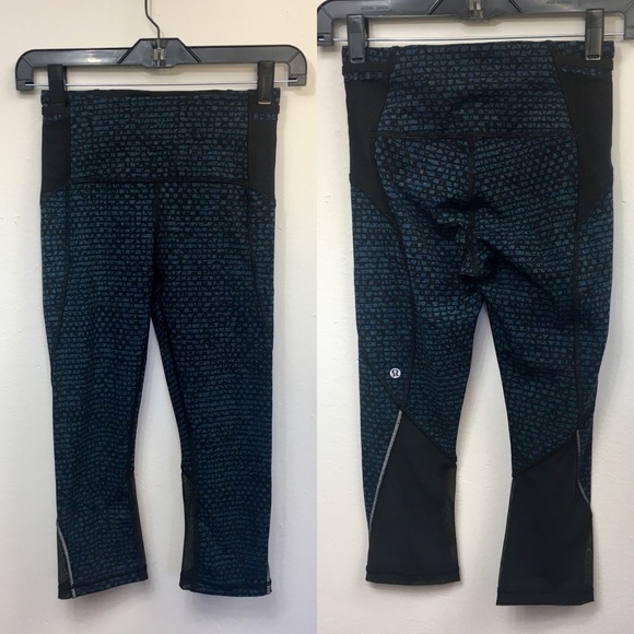 lululemon athletica Pants - Lululemon Free Runner Crop Shatter Weave Teal 2